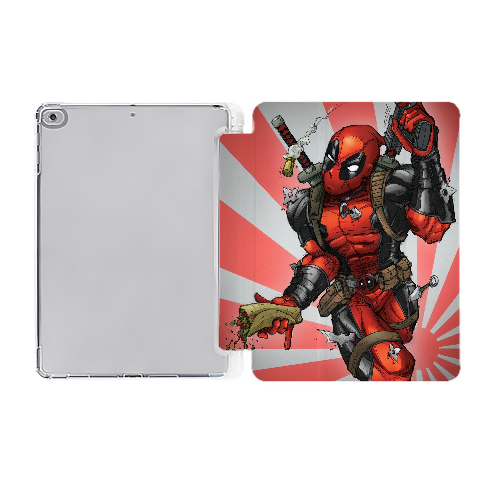 （画像用） Deadpool デッドプール IPad ケース ペン収納付き 三つ折りスタンド PUレザー×シリコン 対応機種9.5/10.5/10.9インチ